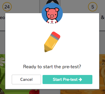 The message says: 'Ready to start the pre-test?' The Cancel and Start Pre-Test buttons are at the bottom.