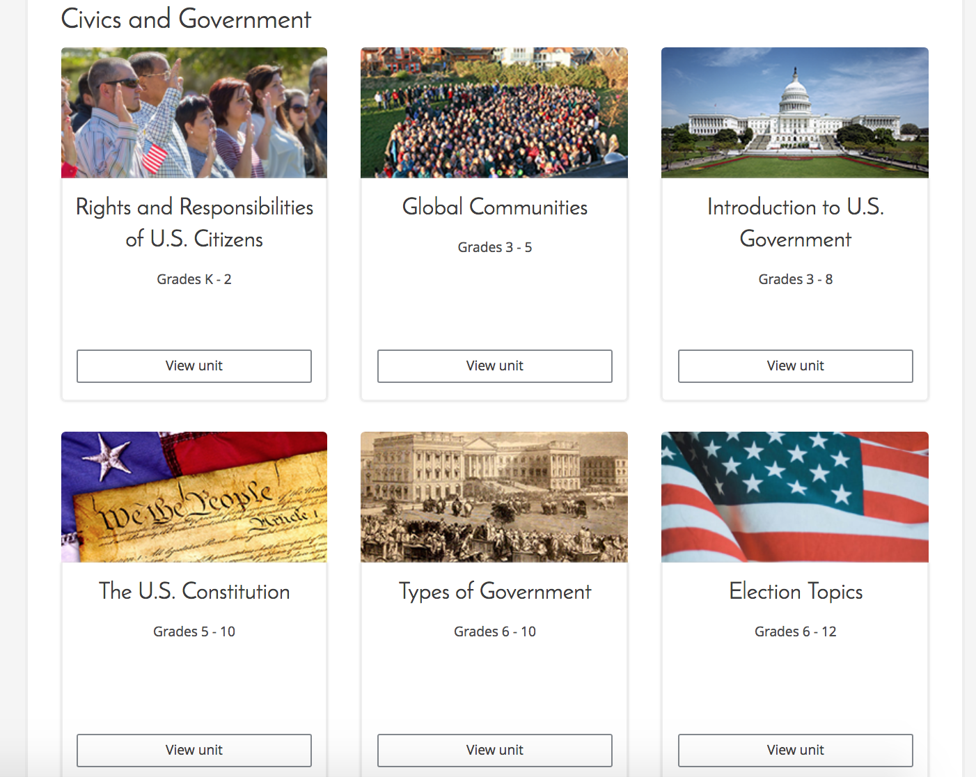 An example of units in Civics and Government.